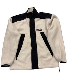 R25 EDDIE BAUER EBTek Men's Zip Up Fleece Jacket Cream/Black Small